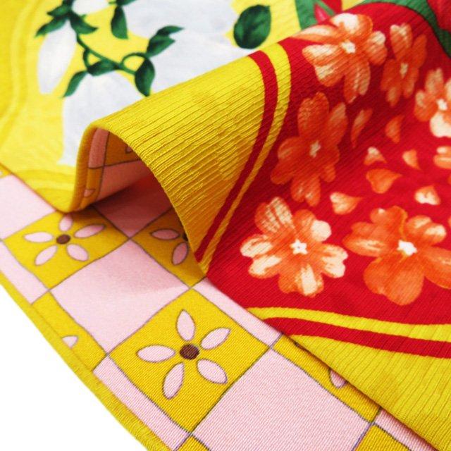 振袖 着物 中古 正絹 成人式 結婚式 結納 作家物 落款 花模様 地模様 黄色 多色 身丈176cm 裄67cm L トール きもの北條 A1129-8 振袖 着物 中古 正絹 成人式 結婚式 結納 作家物 落款 花模様 地模様