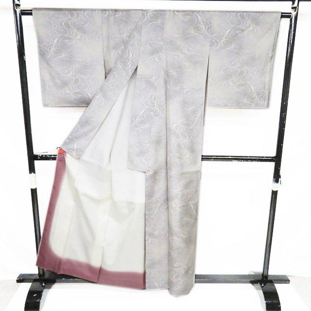 特選 大島紬 白大島 着物 中古 正絹 袷 カジュアル 反端付き 波模様