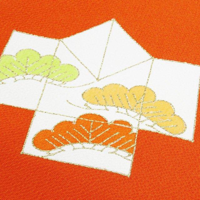 特選 開き名古屋帯 なごや帯 中古 リサイクル カジュアル 仕立て上がり 縮緬地 志ま亀 折り紙の図 赤橙色 多色 金 きもの北條 A1133-15 特選 開き名古屋帯 なごや帯 中古 リサイクル カジュアル 仕立て上がり