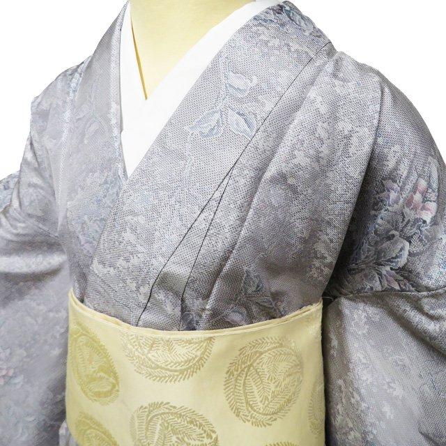 特選 大島紬 着物 白大島 中古 正絹 袷 カジュアル 花模様 薄色 多色 