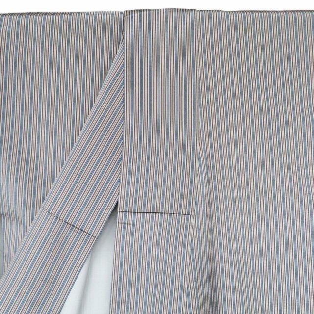 特選 お召し 御召 着物 中古 正絹 袷 カジュアル ゑり善 縦縞模様