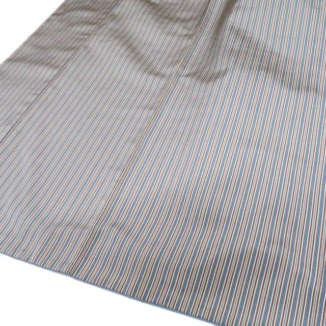 特選 お召し 御召 着物 中古 正絹 袷 カジュアル ゑり善 縦縞模様