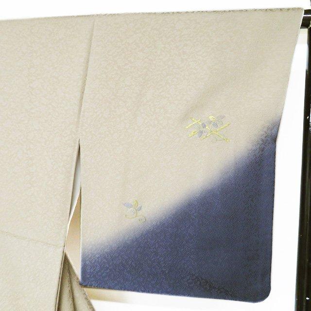 訪問着 付下げ お召し 着物 中古 正絹 袷 フォーマル 刺繍 地模様 花