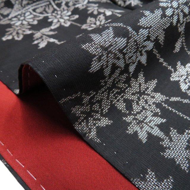 大島紬 着物 中古 正絹 袷 カジュアル 花模様 梅 菊 紅葉 黒鳶色