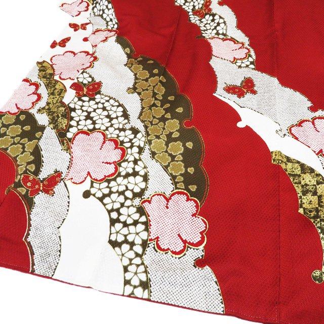 振袖 着物 中古 正絹 桜模様 鹿の子模様 蝶 赭色 海松茶色 多色 金 身丈162cm 裄66.5cm M きもの北條 A1140-2 振袖 着物 中古 正絹 桜模様 鹿の子模様 蝶 赭色 海松茶色 多色 金