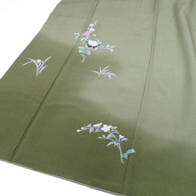 色留袖 訪問着 着物 中古 正絹 袷 紋なし 加賀友禅 梶山伸 落款 花の図