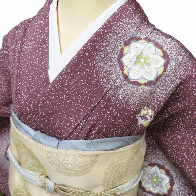 訪問着 着物 中古 正絹 袷 フォーマル 紋付き 作家物 落款 花の