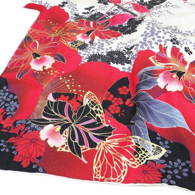 振袖 着物 中古 正絹 薔薇模様 蝶 地模様 七宝繋ぎ 緑色 多色 金 身丈171cm 裄68cm L トール きもの北條 A1085-1 振袖 着物 中古 正絹 薔薇模様 蝶 地模様 七宝繋ぎ 緑色 多色 金 身丈