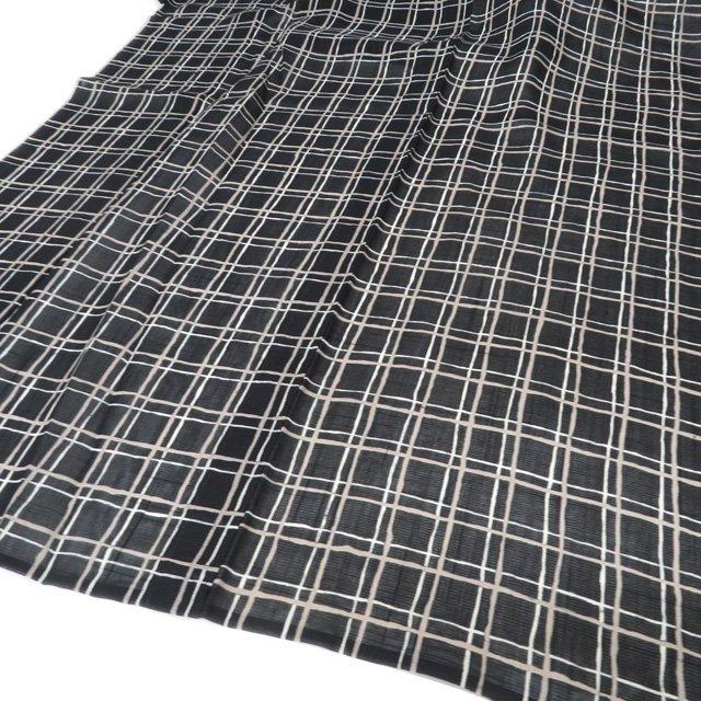 夏物 小紋 着物 中古 正絹 カジュアル 格子模様 黒色 白色 白茶色 身丈158.5cm 裄64cm M きもの北條 A1162-14 夏物 小紋 着物 中古 正絹 カジュアル 格子模様 黒色 白色 白茶色 身丈
