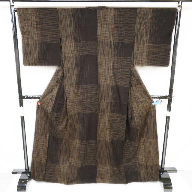 紬 着物 中古 正絹 単衣 カジュアル 焦茶色 茶系色 身丈168cm 裄66cm L トール きもの北條 A1163-16 紬 着物 中古 正絹 単衣 カジュアル 焦茶色 茶系色 身丈168cm 裄66cm L