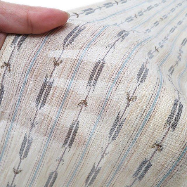 特選 夏物 着物 未使用 麻 小千谷縮 おだきん ラベル付き 矢絣