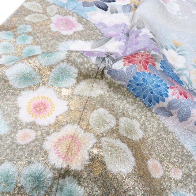 訪問着 着物 中古 正絹 袷 紋付き 作家物 落款 絞り 花の図 金通し マルチカラー 多色 身丈161.5cm 裄66cm M きもの北條 A1166-5 訪問着 着物 中古 正絹 袷 紋付き 作家物 落款 絞り 花の図 金通し