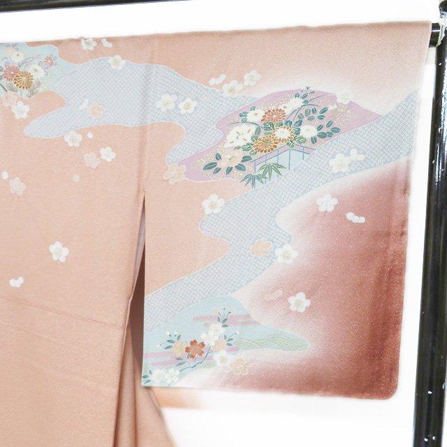 訪問着 着物 未使用 正絹 袷 フォーマル 絞り 花の図 宝物 暈し 曙色 多色 金 身丈167cm 裄68cm L トール きもの北條 A1167-7 訪問着 着物 未使用 正絹 袷 フォーマル 絞り 花の図 宝物 暈し 曙色