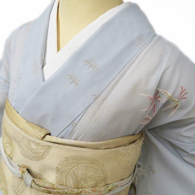夏物 付下げ 付け下げ 訪問着 着物 中古 ポリエステル 絽 竹と紅葉の図 