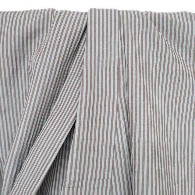夏物 着物 中古 麻 小千谷 縦縞模様 ストライプ 薄灰色 枯茶色 身丈166.5cm 裄64.5cm L トール きもの北條 A1170-2 夏物 着物 中古 麻 小千谷 縦縞模様 ストライプ 薄灰色 枯茶色 身丈