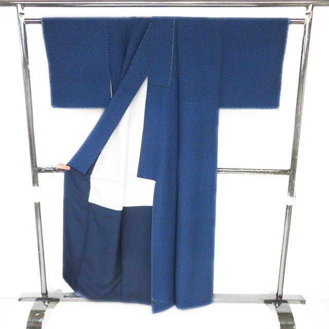 小紋 着物 未使用 正絹 袷 カジュアル 阿波藍染伝統工芸 金子正 落款