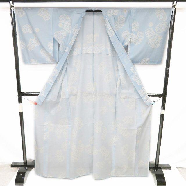 夏物 浴衣 着物 中古 木綿 カジュアル 花模様 水色 白色 身丈168cm 裄69cm L トール きもの北條 A1179-7 夏物 浴衣 着物 中古 木綿 カジュアル 花模様 水色 白色 身丈168cm 裄