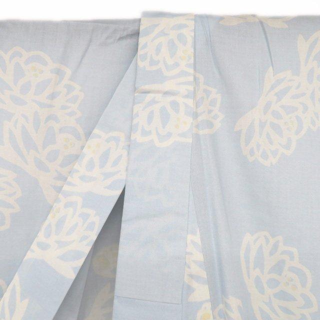 夏物 浴衣 着物 中古 木綿 カジュアル 花模様 水色 白色 身丈168cm 裄69cm L トール きもの北條 A1179-7 夏物 浴衣 着物 中古 木綿 カジュアル 花模様 水色 白色 身丈168cm 裄