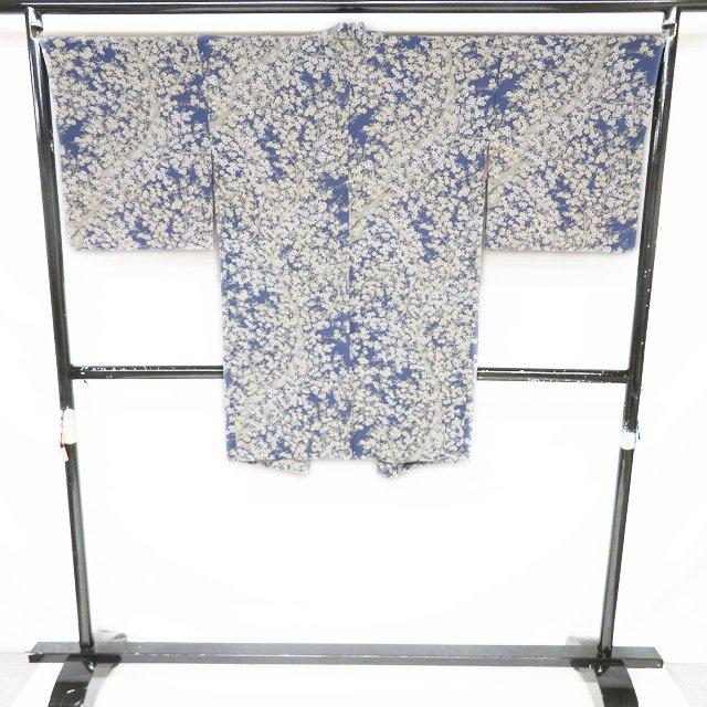 羽織 コート 着物 正絹 中古 花模様 梅模様 反端付き 紺系色 多色 身丈100cm 裄69cm きもの北條 A1183-4 羽織 コート 着物 正絹 中古 花模様 梅模様 反端付き 紺系色 多色 身丈
