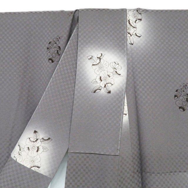 小紋 着物 未使用 正絹 袷 花模様 辻が花模様 地模様 市松 暈し 煤色 多色 身丈161cm 裄66cm M きもの北條 A1183-9 小紋 着物 未使用 正絹 袷 花模様 辻が花模様 地模様 市松 暈し 煤色