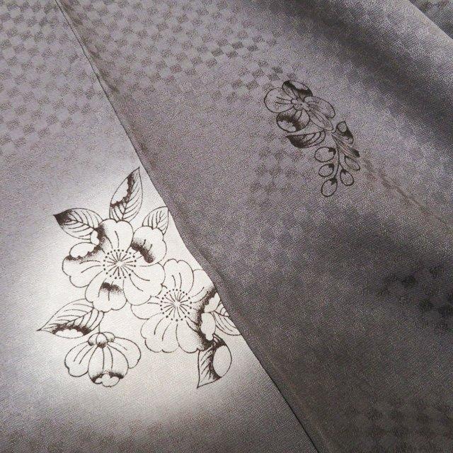小紋 着物 未使用 正絹 袷 花模様 辻が花模様 地模様 市松 暈し 煤色 多色 身丈161cm 裄66cm M きもの北條 A1183-9 小紋 着物 未使用 正絹 袷 花模様 辻が花模様 地模様 市松 暈し 煤色