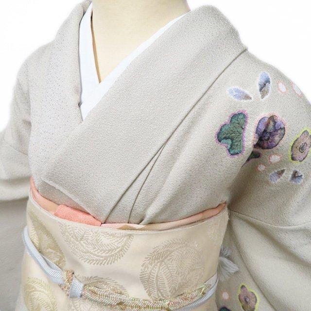 付下げ 付け下げ 訪問着 着物 未使用 正絹 袷  花の図 地模様 金銀糸 濃紺色 多色 身丈164cm 裄64.5cm L きもの北條 A1328-11 付下げ 付け下げ 訪問着 着物 中古 正絹 袷 絞り染め 花の図 砂色 多色