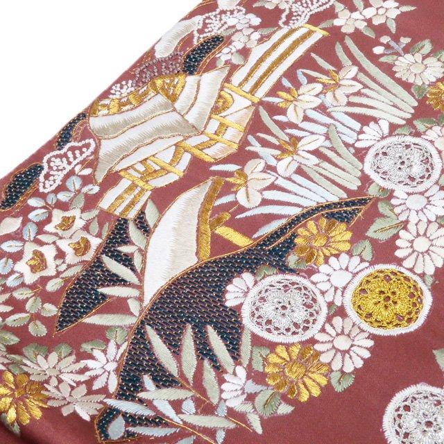 【超美品】袋帯　相良刺繍　金色　お太鼓柄 袋帯 中古 リサイクル 正絹 フォーマル 仕立て上がり お太鼓柄 相良