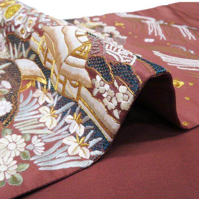 袋帯 中古 リサイクル 正絹 フォーマル 仕立て上がり お太鼓柄 相良刺繍 蘇州刺繍 茶屋辻 金銀 茶色 多色 きもの北條 A1187-12 袋帯 中古 リサイクル 正絹 フォーマル 仕立て上がり お太鼓柄 相良
