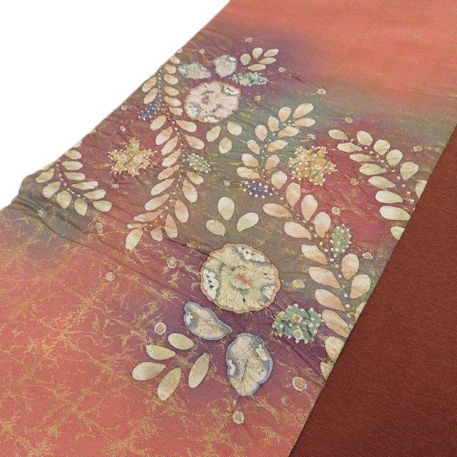 袋帯 中古 リサイクル 正絹 フォーマル 仕立て上がり 三通 作家物 落款 絞り 辻が花 銀通し 東雲色 多色 金 きもの北條 A1189-14 袋帯 中古 リサイクル 正絹 フォーマル 仕立て上がり 三通 作家物 落款