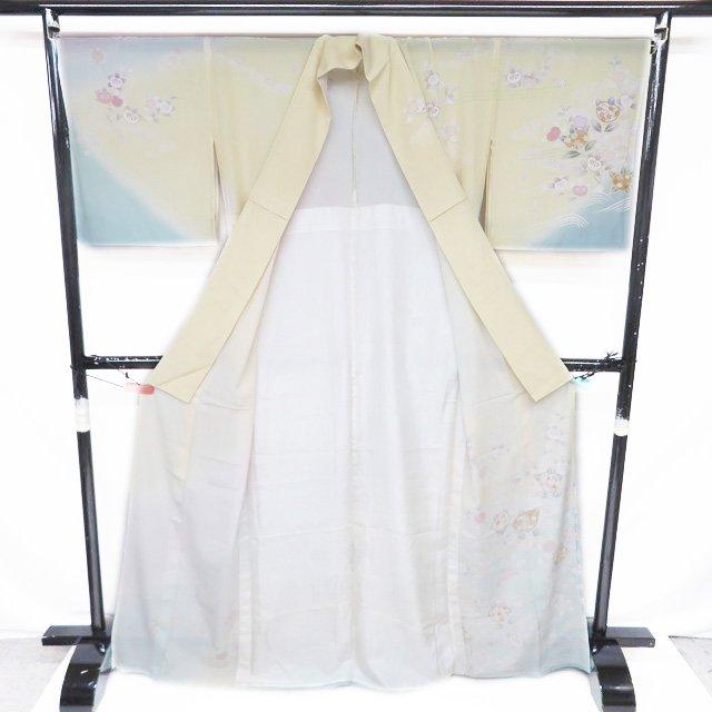 夏物 夏着物 訪問着 着物 未使用 正絹 絽 フォーマル 花の図 橘 女郎花色 多色 身丈170.5cm 裄69.5cm L トール きもの北條 A1192-14の画像