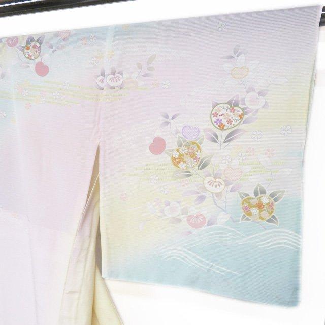 夏物 夏着物 訪問着 着物 未使用 正絹 絽 フォーマル 花の図 橘 女郎花色 多色 身丈170.5cm 裄69.5cm L トール きもの北條 A1192-14の画像