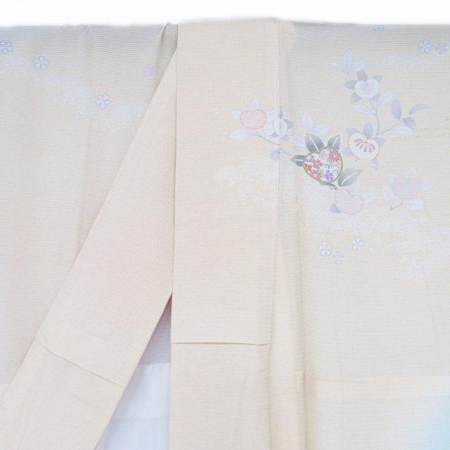 夏物 夏着物 訪問着 着物 未使用 正絹 絽 フォーマル 花の図 橘 女郎花色 多色 身丈170.5cm 裄69.5cm L トール きもの北條 A1192-14の画像