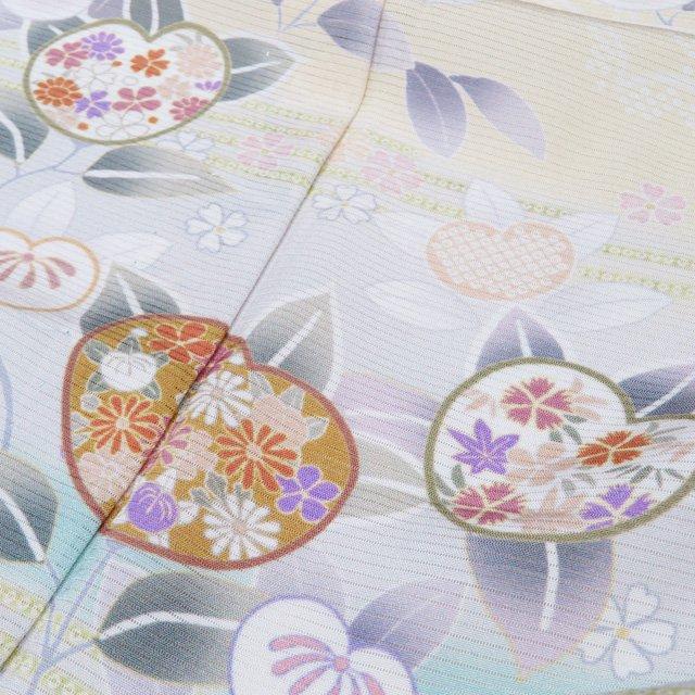夏物 夏着物 訪問着 着物 未使用 正絹 絽 フォーマル 花の図 橘 女郎花色 多色 身丈170.5cm 裄69.5cm L トール きもの北條 A1192-14の画像