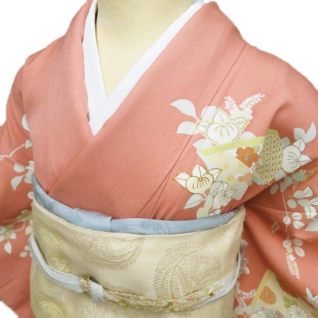 特選 訪問着 着物 中古 正絹 袷 紋付き 金駒刺繍 千總 高島屋扱い 花模様 和本 東雲色 多色 身丈162cm 裄64.5cm M きもの北條 A1196-4の画像