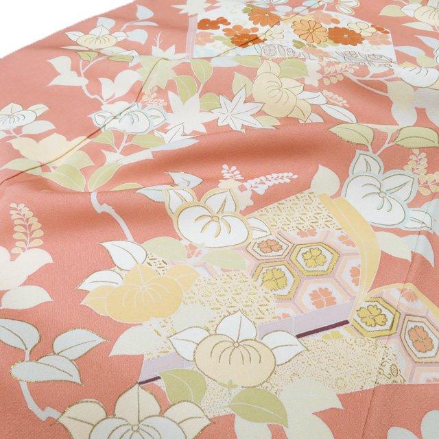特選 訪問着 着物 中古 正絹 袷 紋付き 金駒刺繍 千總 高島屋扱い 花模様 和本 東雲色 多色 身丈162cm 裄64.5cm M きもの北條 A1196-4の画像