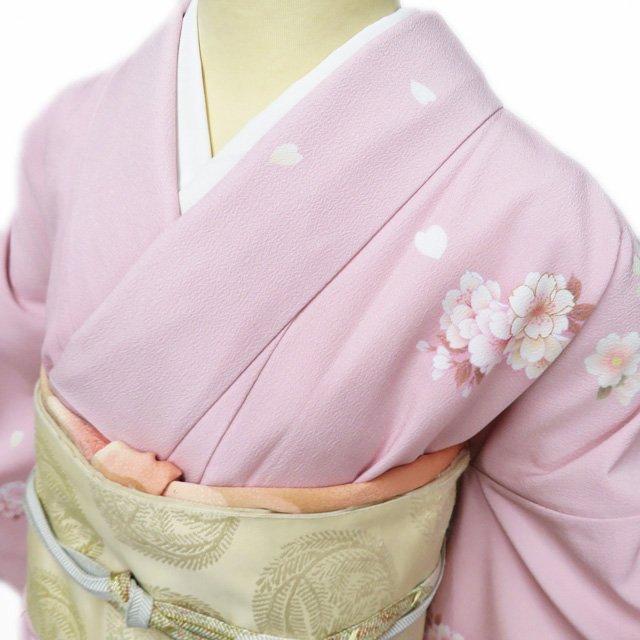 訪問着 着物 中古 ポリエステル 袷 乙葉 刺繍 桜の図 ピンク色 多色 金 身丈166.5cm 裄68.5cm L トール きもの北條 A1199-6 訪問着 着物 中古 ポリエステル 袷 乙葉 刺繍 桜の図 ピンク色 多色 金