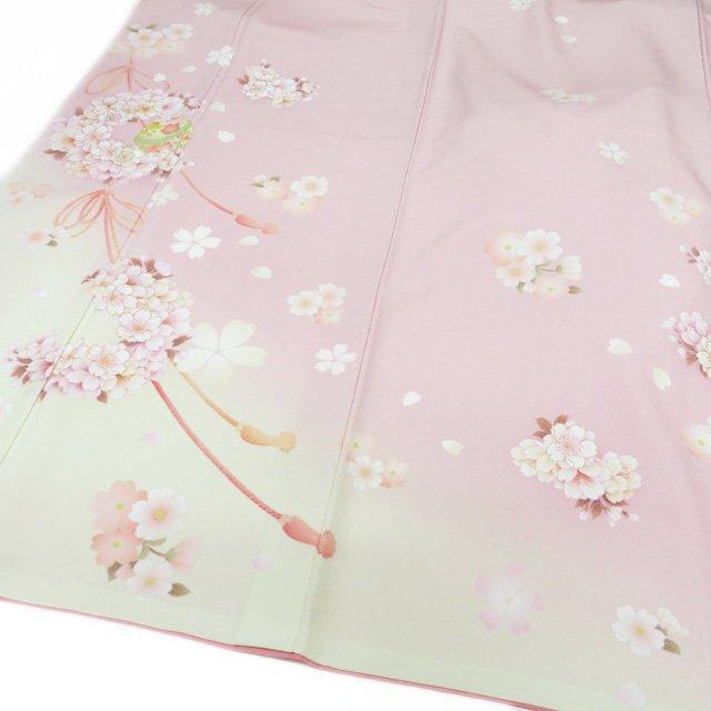 訪問着 着物 中古 ポリエステル 袷 乙葉 刺繍 桜の図 ピンク色 多色 金 身丈166.5cm 裄68.5cm L トール きもの北條 A1199-6 訪問着 着物 中古 ポリエステル 袷 乙葉 刺繍 桜の図 ピンク色 多色 金