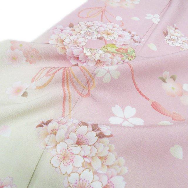訪問着 着物 中古 ポリエステル 袷 乙葉 刺繍 桜の図 ピンク色 多色 金 身丈166.5cm 裄68.5cm L トール きもの北條 A1199-6 訪問着 着物 中古 ポリエステル 袷 乙葉 刺繍 桜の図 ピンク色 多色 金