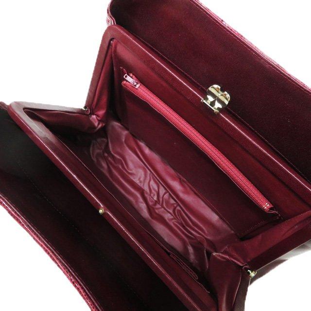 和装バッグ 伊と忠 和装小物 中古 リサイクル 伊と忠 本革 鏡付き 朱殷