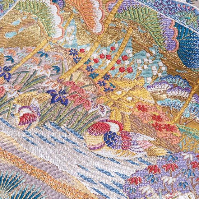 袋帯 中古 リサイクル 正絹 フォーマル 仕立て上がり 全通 美久露錦 加賀 花鳥の図 松竹梅 箔糸 多色 金 きもの北條 A1206-12 袋帯 リサイクル 正絹 フォーマル 仕立て上がり 全通 美久露錦 加賀