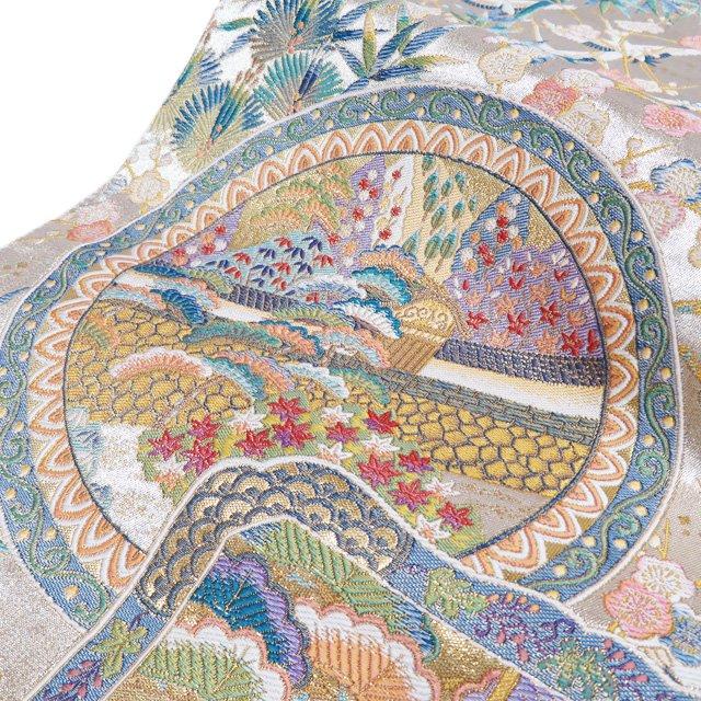 袋帯 中古 リサイクル 正絹 フォーマル 仕立て上がり 全通 美久露錦 加賀 花鳥の図 松竹梅 箔糸 多色 金 きもの北條 A1206-12 袋帯 リサイクル 正絹 フォーマル 仕立て上がり 全通 美久露錦 加賀