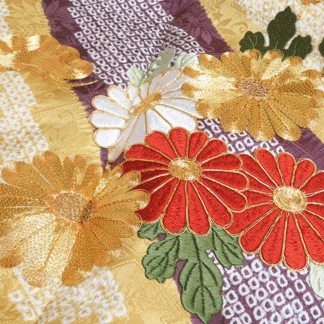 振袖 襦袢 2点 セット 着物 中古 金駒刺繍 汕頭刺繍 十日町 絞り