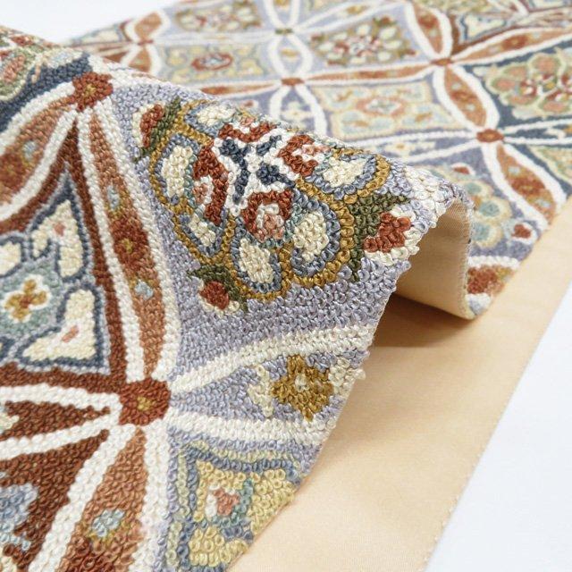 袋帯 相良刺繍 二百万粒 華模様 訳アリ 袋帯 中古 リサイクル 正絹