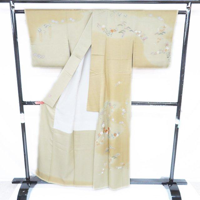 特選 訪問着 着物 中古 正絹 袷 フォーマル 紋付き 金駒刺繍 千總 花の図 暈し 黄系色 多色 金 身丈158cm 裄65cm M きもの北條 A1231-8の画像