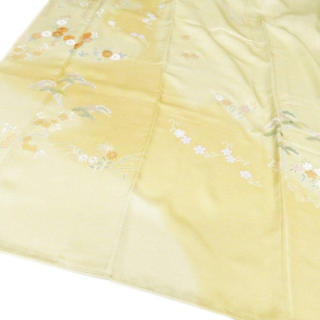 特選 訪問着 着物 中古 正絹 袷 フォーマル 紋付き 金駒刺繍 千總 花の図 暈し 黄系色 多色 金 身丈158cm 裄65cm M きもの北條 A1231-8の画像