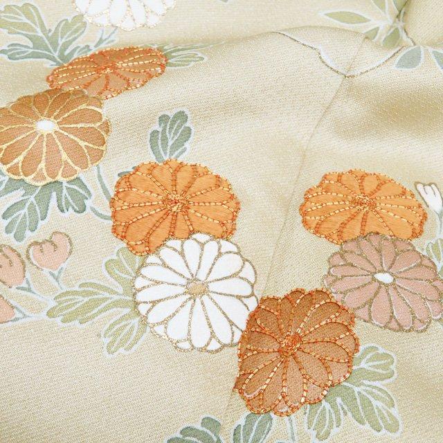 特選 訪問着 着物 中古 正絹 袷 フォーマル 紋付き 金駒刺繍 千總 花の図 暈し 黄系色 多色 金 身丈158cm 裄65cm M きもの北條 A1231-8の画像