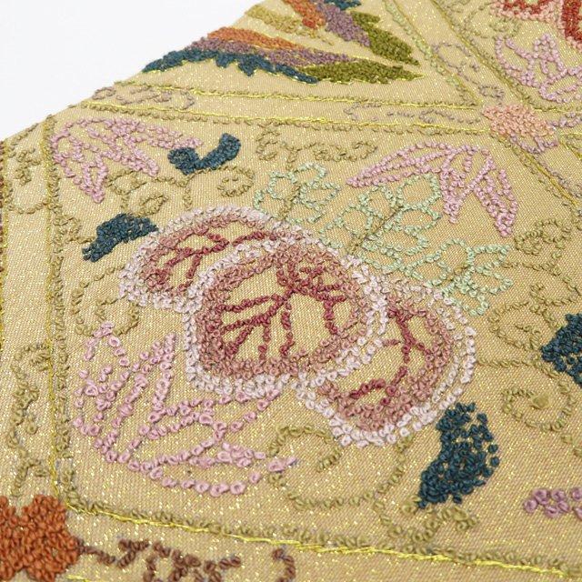 袋帯 未使用 正絹 フォーマル 仕立て上がり お太鼓柄 相良刺繍 中国