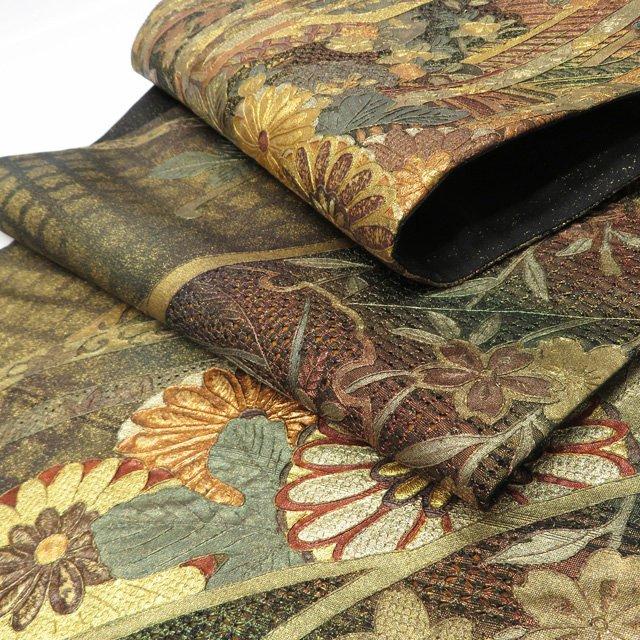 汕頭刺繍袋帯 未使用 礼装用 袋帯 未使用 正絹 フォーマル 六通 汕頭刺繍 スワトウ 中国刺繍 花模様