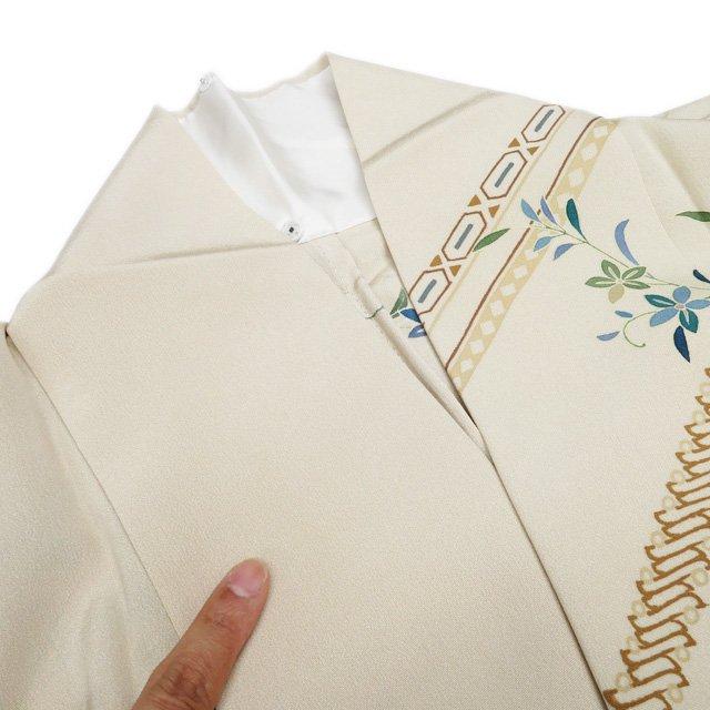 特選 訪問着 着物 中古 正絹 単衣 フォーマル 千總 花の図 枯草色 多色 金 身丈154.5cm 裄64cm SA きもの北條 A1242-2の画像