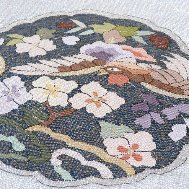 夏物 夏帯 袋帯 中古 リサイクル 正絹 フォーマル 仕立て上がり 六通 明綴れ 花鳥の図 銀通し きもの北條 A1245-5の画像